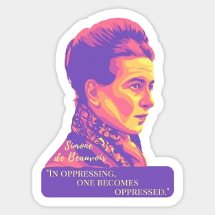 Simone de Beauvoir Portrait and Quote Sticker